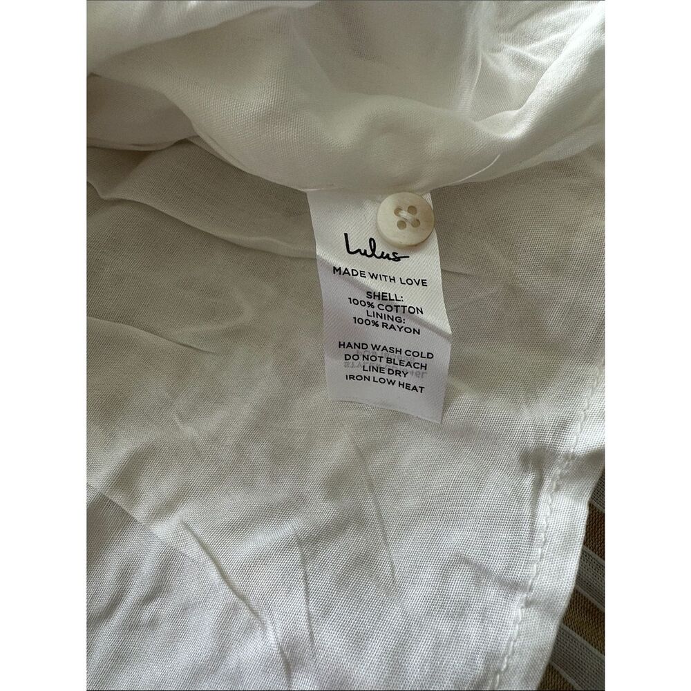 Lulus Sunny Crush Striped Embroidered Mini Dress Beige/Ivory M NWT IN PACKAGE - Picture 7 of 11